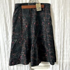 Peruvian Connection skirt, size 6; Black, Peach, Pink, Aqua, Dark Orange/Brown